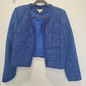 Apeach Royal Blue Boucle Tweed Blazer with Wide Blue Plastic Rope Chain Trim XL